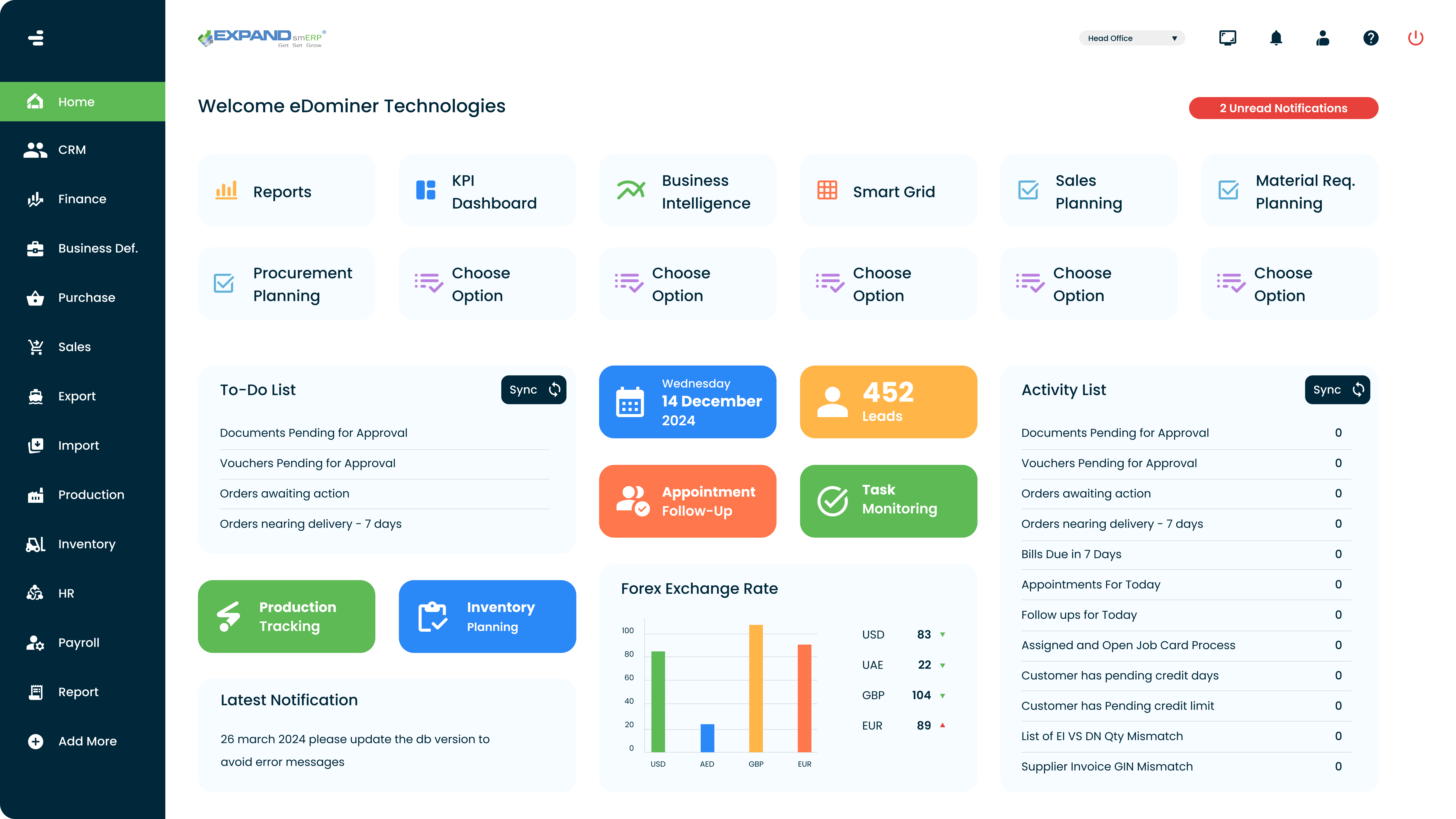 screenshot of Expand smERP
